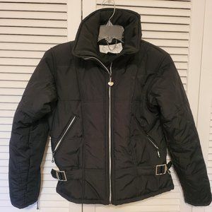 Obermeyer ski jacket; black with silver accents; size 4